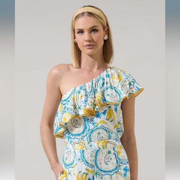 SugarLips Harvest Island Elena Wide Leg Pant & Brinley One Shoulder Top Set - Picture 7 of 11